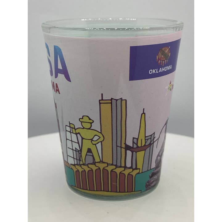 7 Star - Wholesale Shot Glass - "TULSA" Oklahoma Shot Glass 2 oz