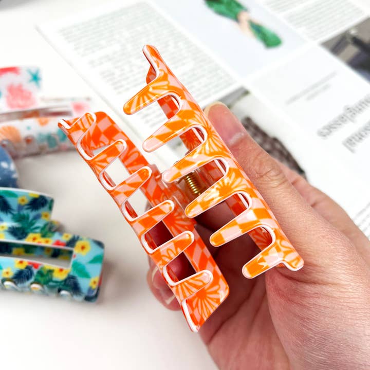 mildstyles - Vendita all'ingrosso Fermaglio per capelli - Donna - Fermagli per capelli rettangolari a forma di stella marina con fiori sorridenti5