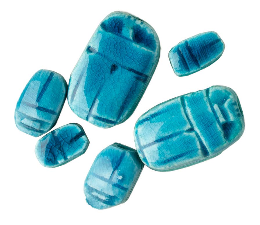 Discoveries, Inc. – Missangas por atacado – Pacote de 6 Escaravelhos Azuis Tamanhos Sortidos - Fabricado no Egito