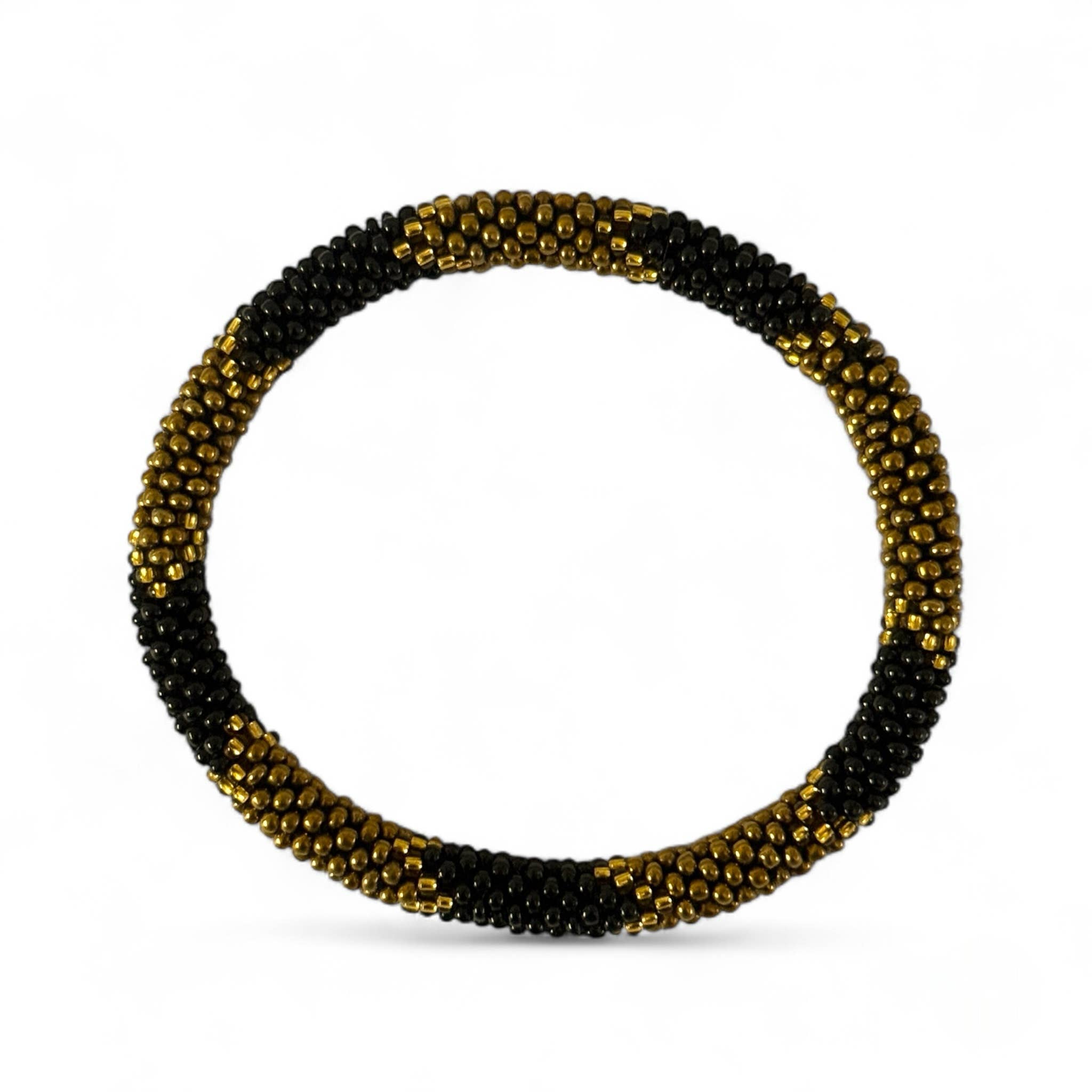 Maison Yvelise – Pulseira de missangas por atacado – Pulseira nepalesa preta, dourada e castanha