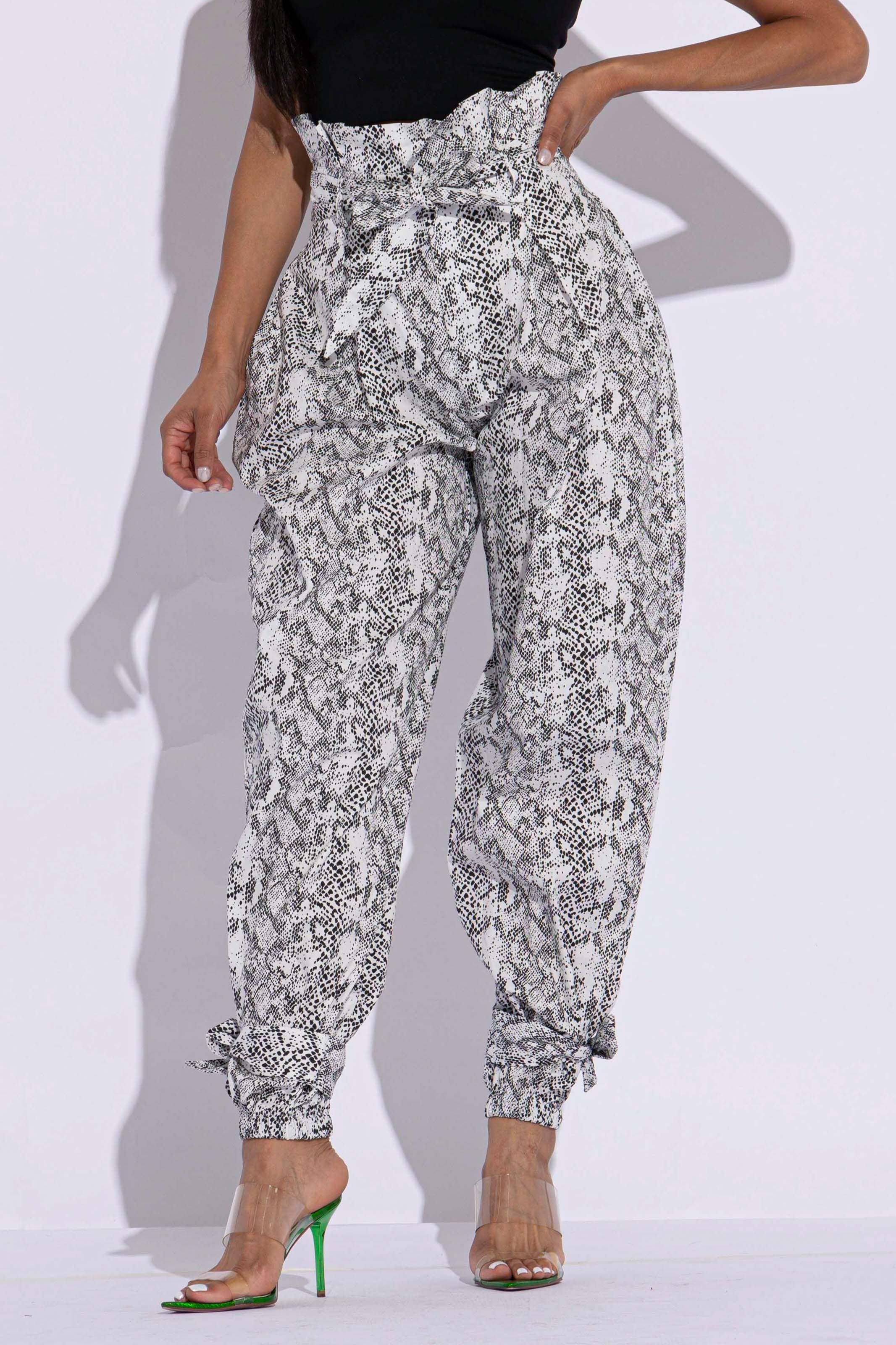 GREY Snake Skin Printed Cargo Pants for wholesale on Faire0