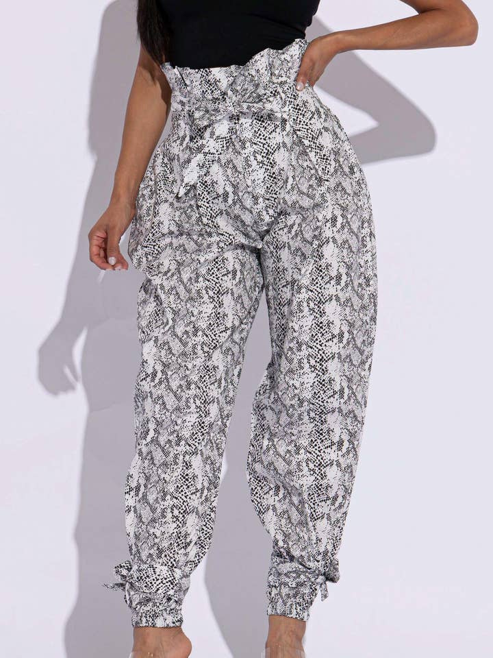 GRIJS Cargobroek met slangenhuidprint voor groothandel op Faire0