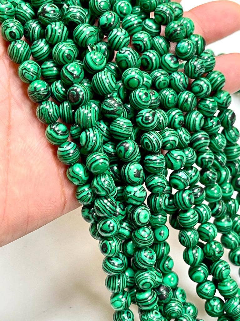 TRIVENI USA INC - Wholesale Beads - Malachite Gemstone Round Beads Strand 6mm 8mm 6