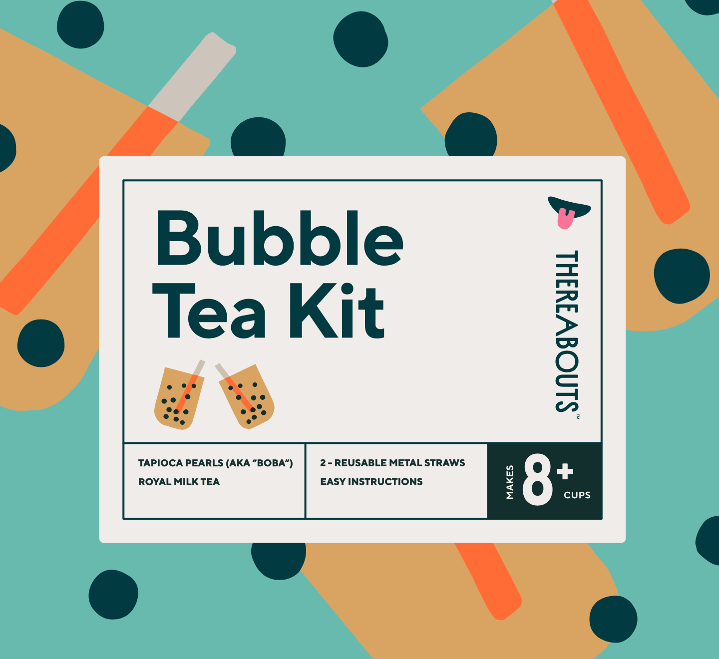 Premium Boba Tea Kit by Locca | Makes up to 24 Drinks | Bubble Tea Gift Kit  | Thai Tea Edition with Jasmine and Black Tea | Includes Tapioca Balls and
