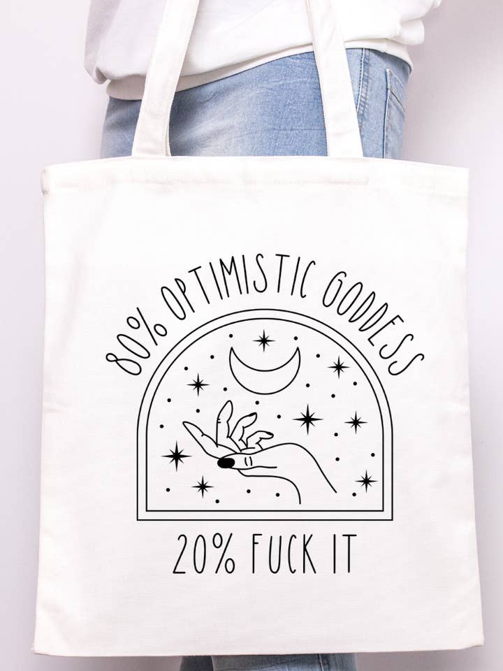 Optimistic Goddess Tote Bag for wholesale by The Gilded Violet Co