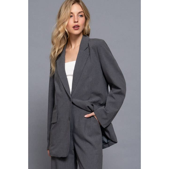 LONG SLV FRONT BUTTON CLOSURE BLAZER for wholesale by HiteJeans