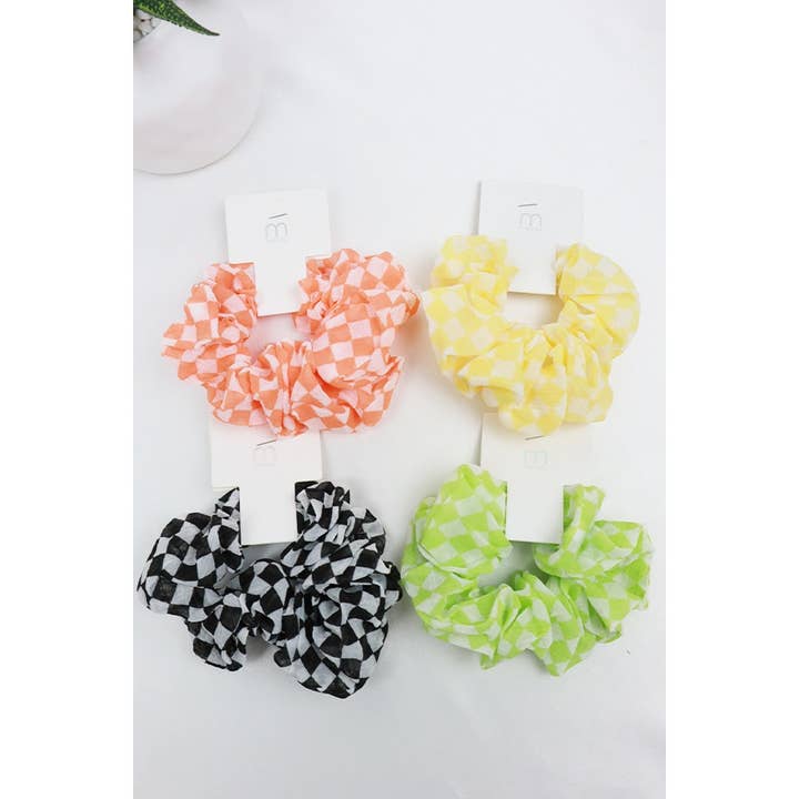 MIX COLOR Checkered Sheer Scrunchies for wholesale on Faire2
