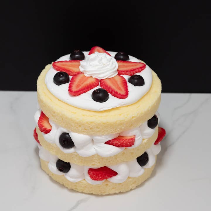 Just Dough It! Fake Foods - Wholesale Decorative Tabletop Object - Fake Triple Layer Vanilla and Berry Cake1