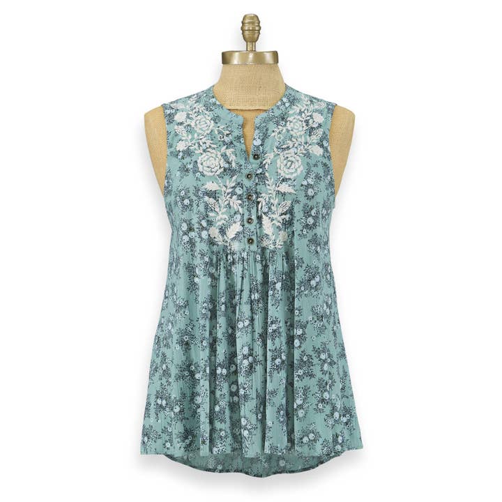 Marta Floral Sleeveless Blouse for wholesale by Back in the Saddle