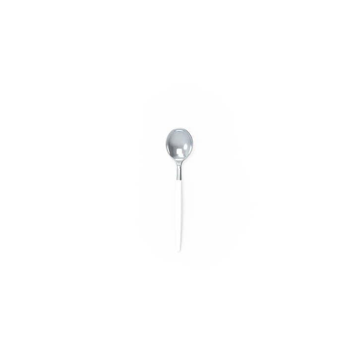 Luxe Party - Wholesale Table Spoon (Cutlery) - White and Silver Plastic Mini Spoons | 20 Spoons