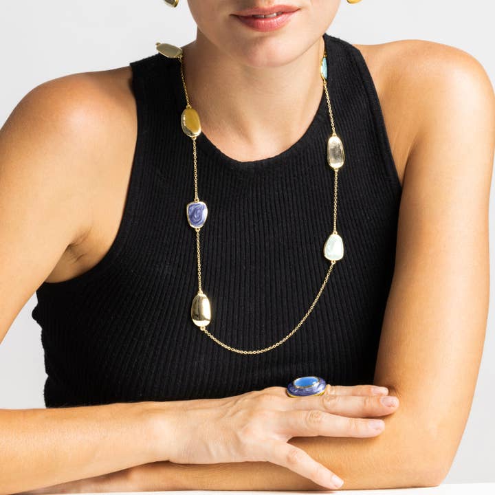 Luxenter - Wholesale Cocktail/Statement Ring - Anillo Luxenter con Ojo de Gato Azul acabado oro 18k - Gori2