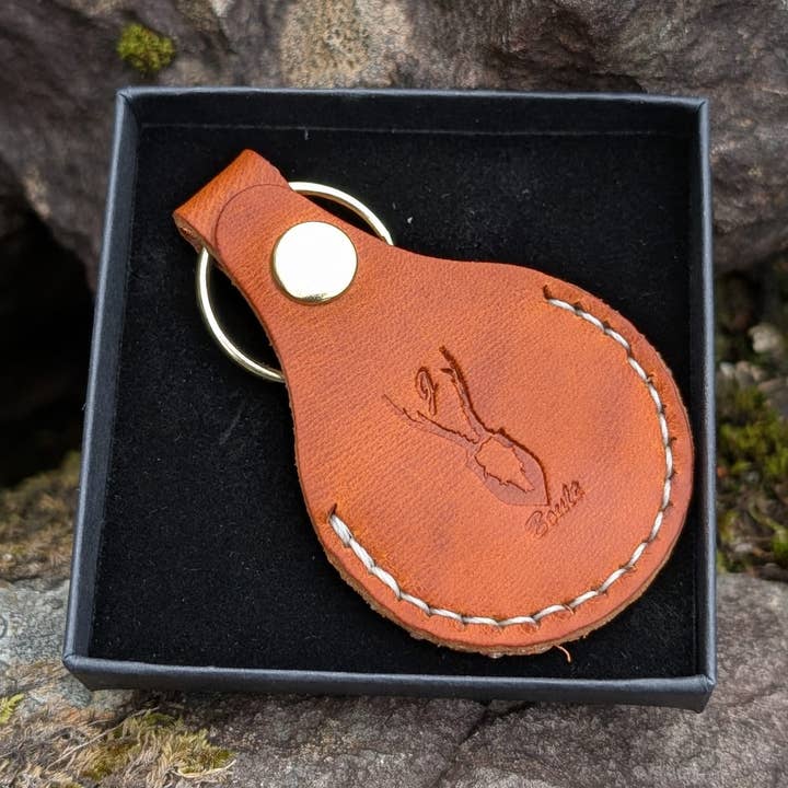 Handmade Leather Holder for Apple AirTag for wholesale by J Boult Designs