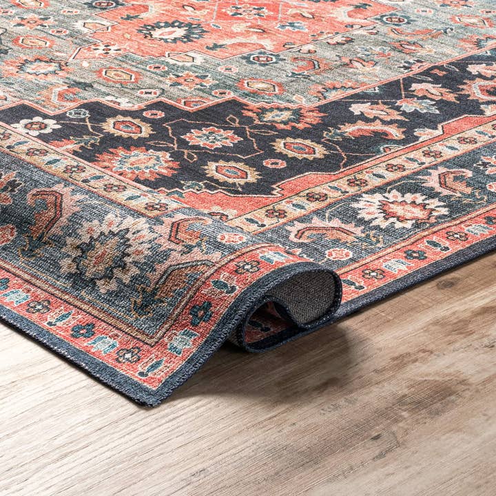 Blue Shyla Washable Southwestern Area Rug for wholesale on Faire