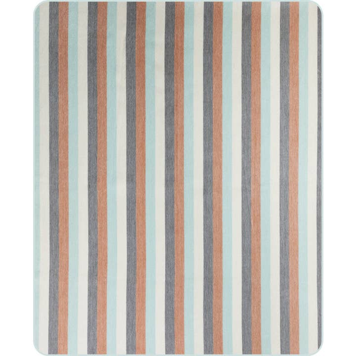 ECUALAMA - Wholesale Throw blanket - Yanacocha - Baby Alpaca Wool Throw Blanket / Sofa Cover - Queen 97 x 67 in - Multicolor Striped in Aqua blue, Ivory, Slate & Clay Tones1