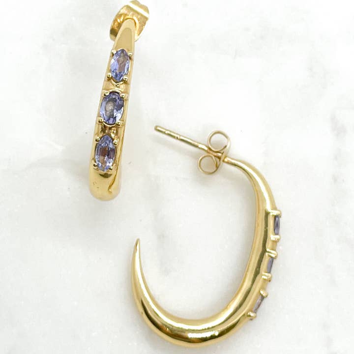 Mini Tapered Oval Hoops in Tanzanite for wholesale by QuayL Designs