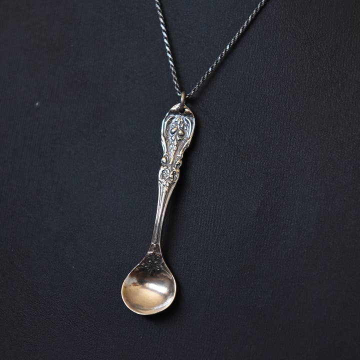 Mini Solid Sterling Silver Spoon Pendant,Salt spoon for wholesale by SilverLiza