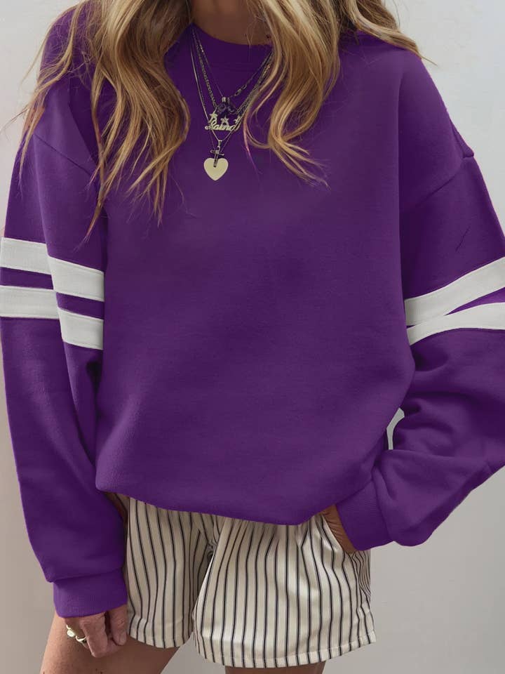 Game day Varsity Stripe Drop Shoulder Oversize Sweatshirt for wholesale by fashionworks