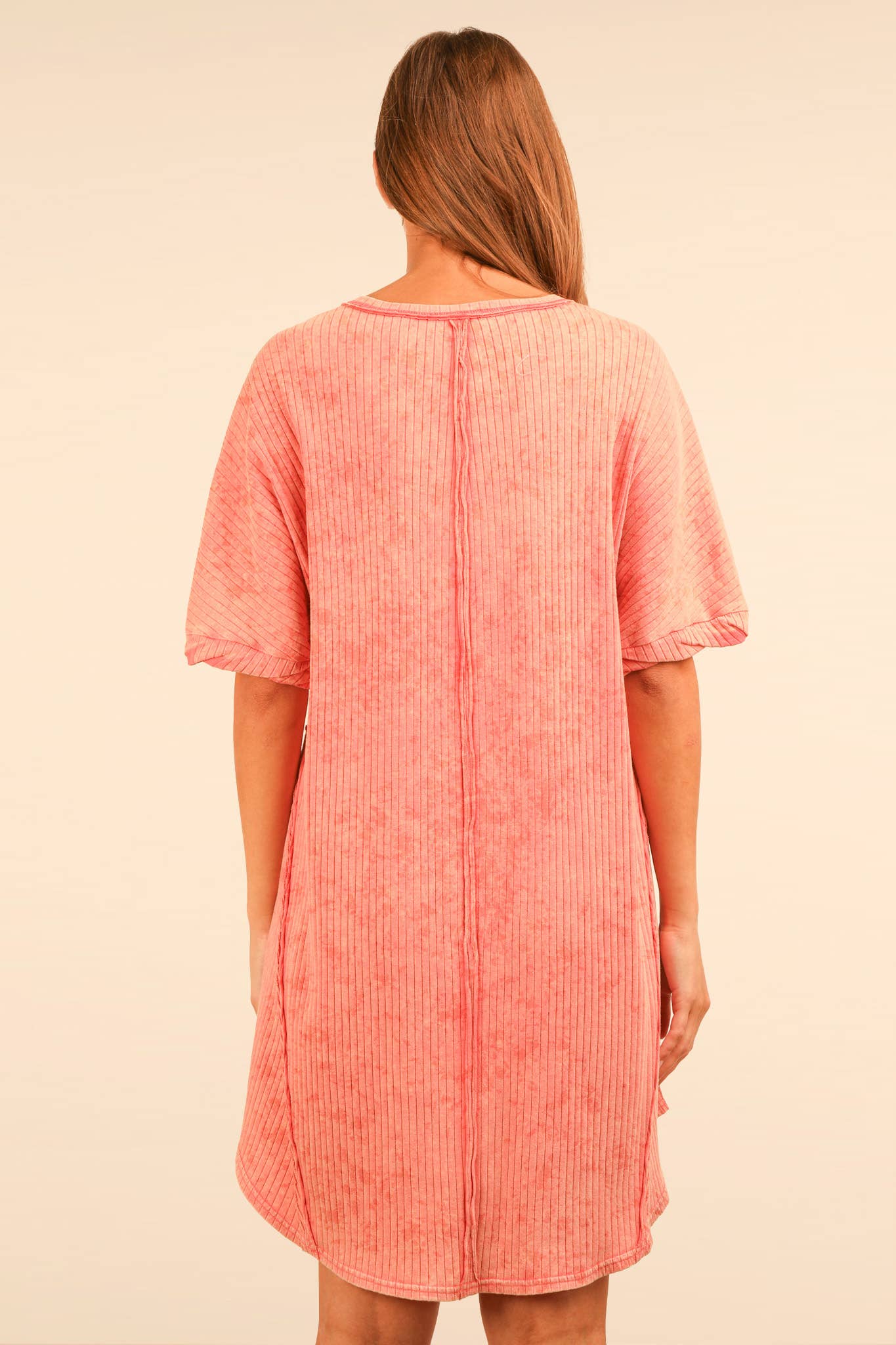 VERY J - Vente Robe – femme - Mini-robe droite en tricot côtelé délavé minéral ND3163610