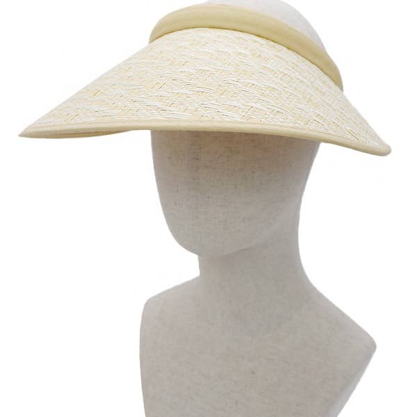 Cap Zone - Wholesale Visor – Women's - Two Tone Chevron Weave Paper Straw Wide Sun Visor1