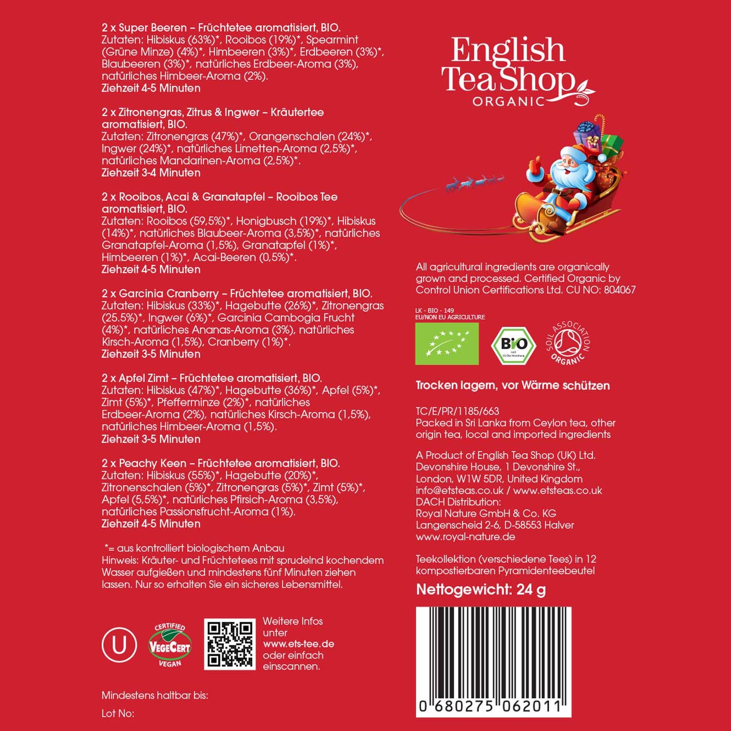 Royal Nature GmbH & Co. KG - Wholesale Tea Bags - ETS - Tea Gift with Bow "Winter Collection, Red", ORGANIC, 12 Pyramid Bags5