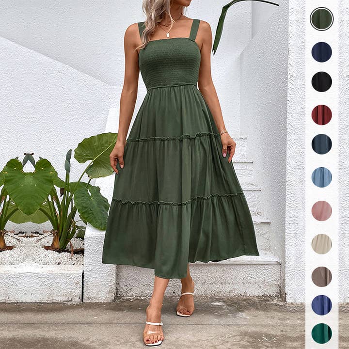 Effortless Square Neck Cami Midi Dress for wholesale by onatorobi