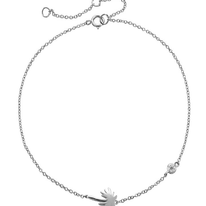 Palm tree anklet - white zirconia - 27 cm - silver for wholesale by Buganto