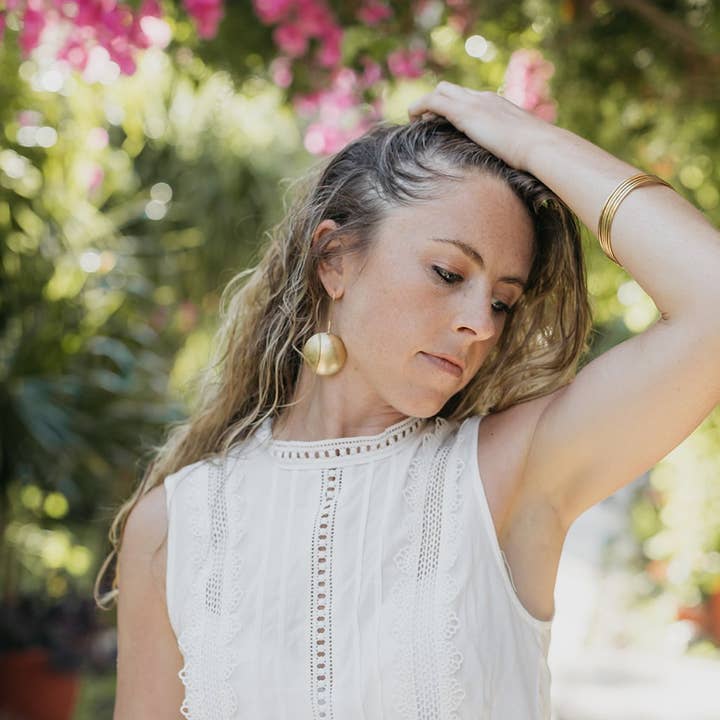 Domed Starburst Brass Earrings for wholesale by Hana Moriah