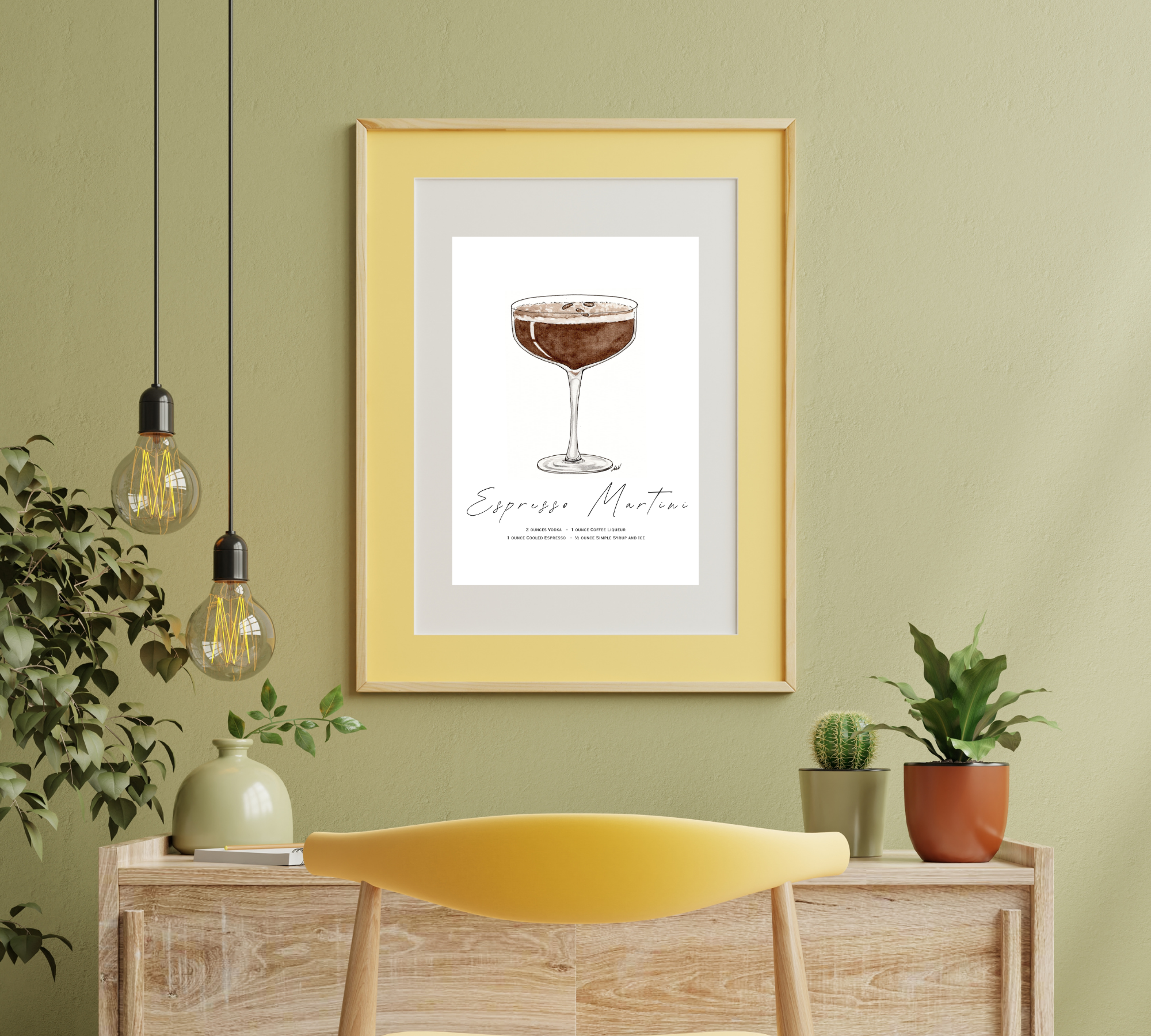 Alyssa Whetstone Art - Wholesale Art Print - Espresso Martini - Pen and Watercolor Archival Art Print1