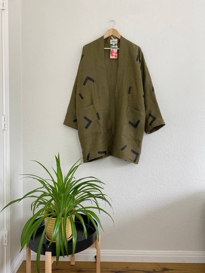 Olive linen Jacket for wholesale by Joolee