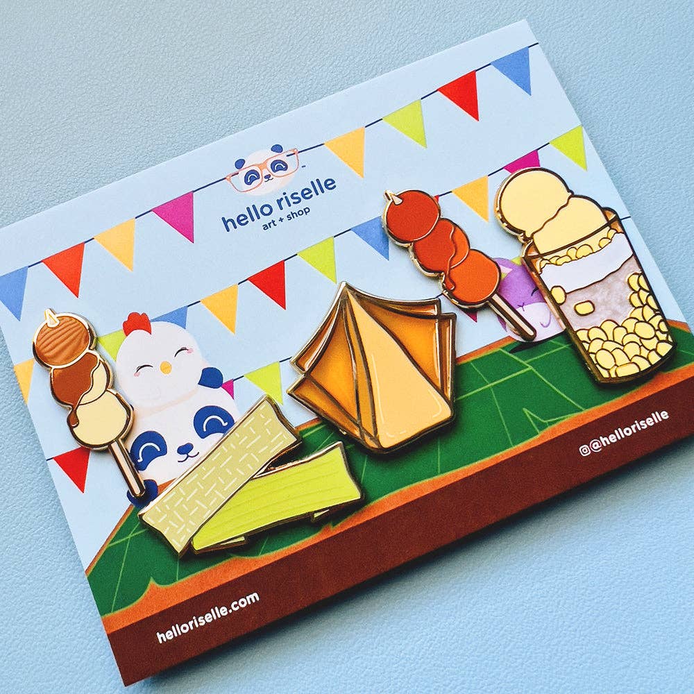 Hello Riselle | Art + Shop - Wholesale Lapel Pin/Button - Kwek Kwek Filipino Street Food Enamel Pin1