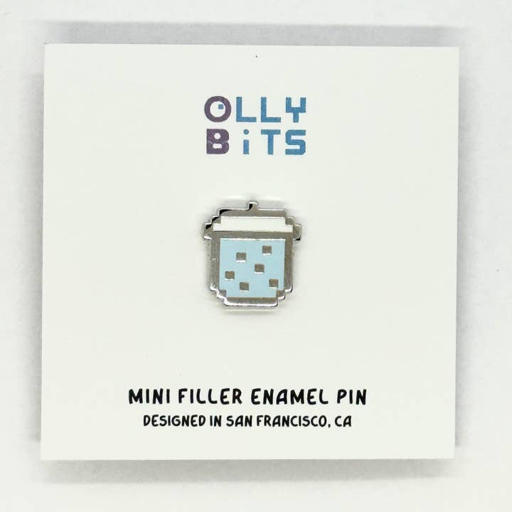 Blue Butterfly Pea Pixel Boba Mini Filler Enamel Pin for wholesale by Ollybits Pixel Art