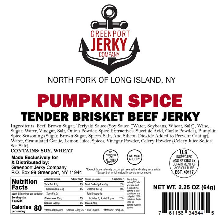 PUMPKIN SPICE BEEF JERKY for wholesale by Greenport JERKY Company