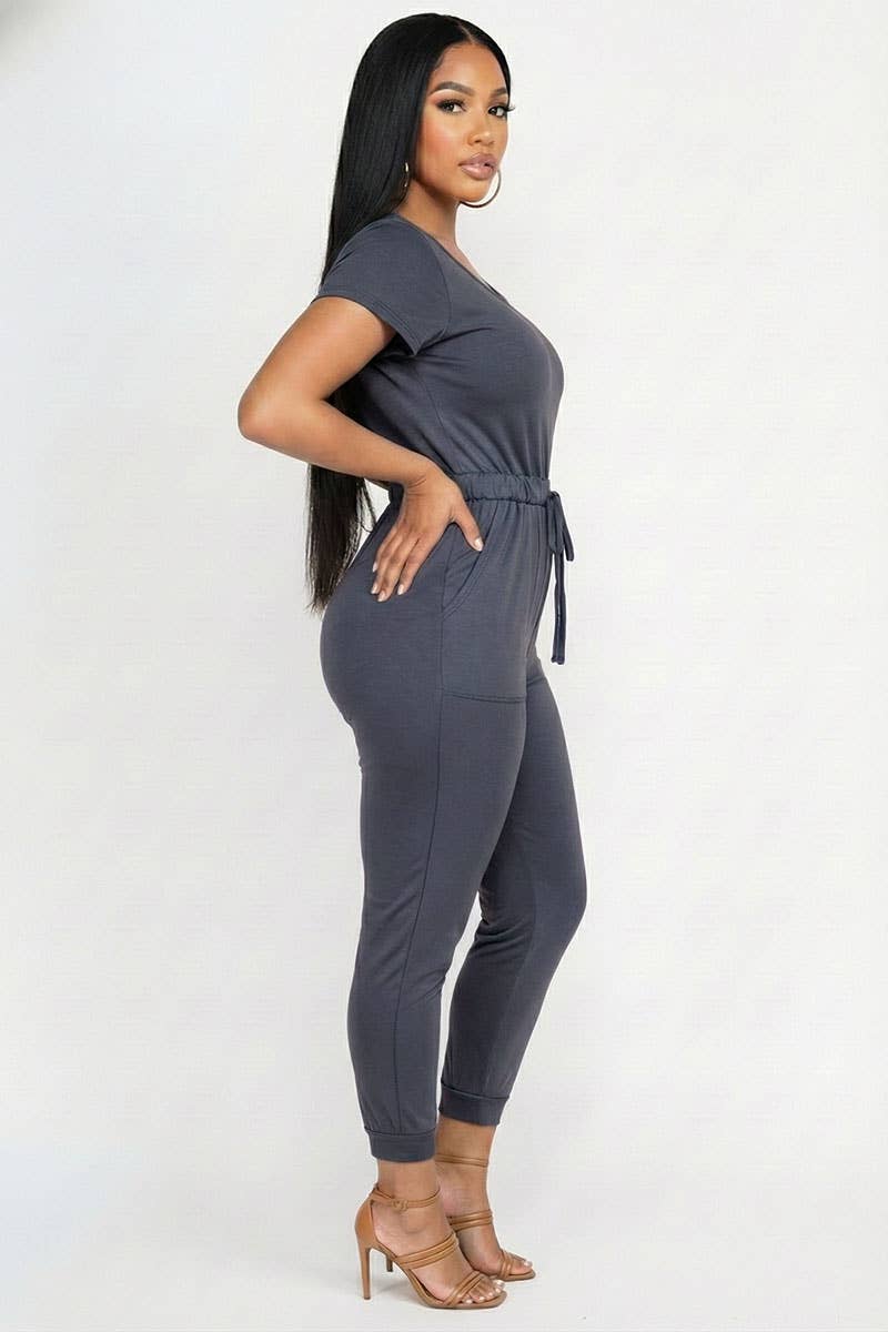 CAPELLA APPAREL - Wholesale Jumpsuit - Women's - Two-way Shoulder Drawstring Jumpsuit5