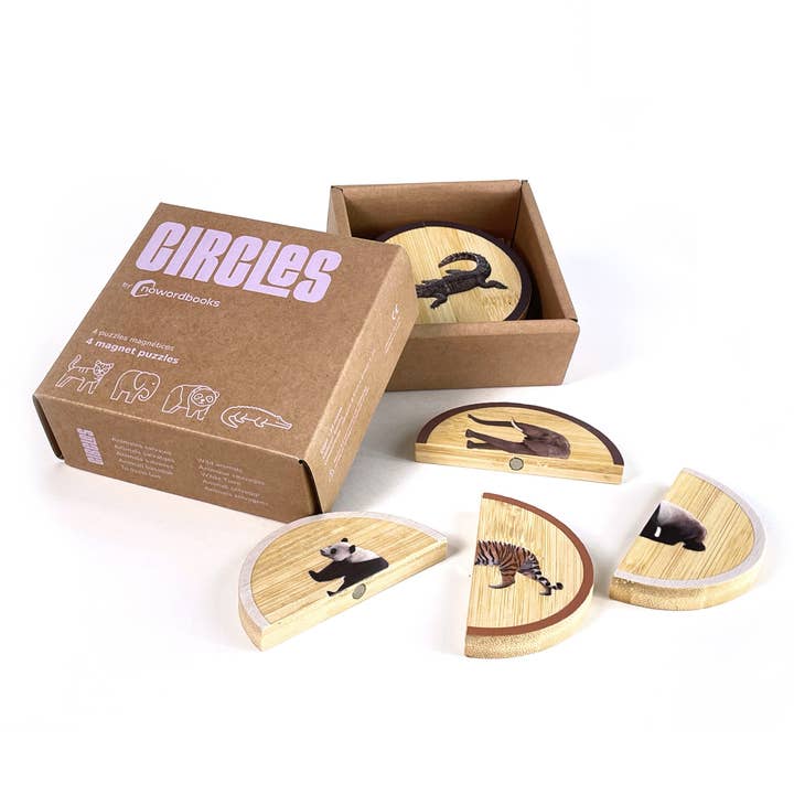 Nowordbooks - Wholesale Puzzle - Kids - Circles: Wild Animals - 2-piece Magnetic Photo Puzzle