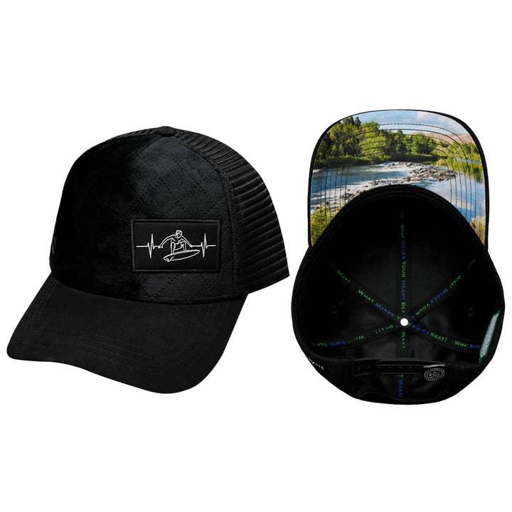 Chapeau de surf | Casquette de camionneur | Velours matelassé - Noir pour la vente par The Heartbeat Brand
