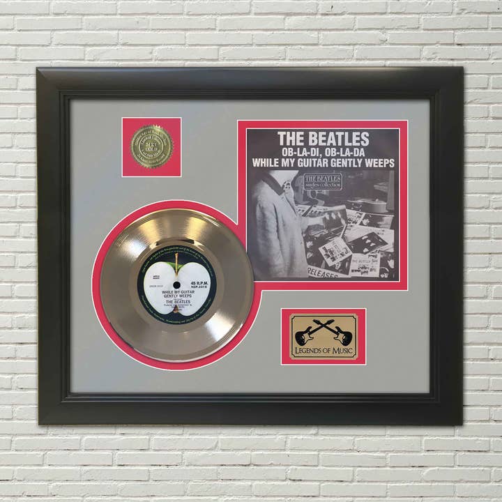 Gold Record Outlet - Wholesale Wall Accent - While My Guitar Gently Weeps Framed Gold 45 Display