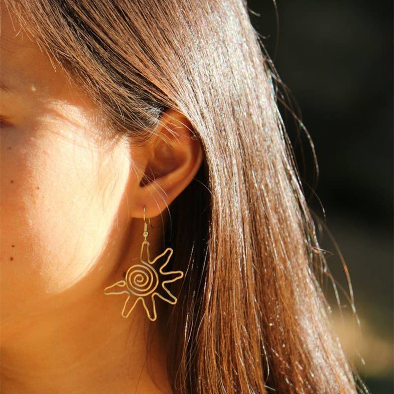Gold Creative golden sun earrings for wholesale on Faire1