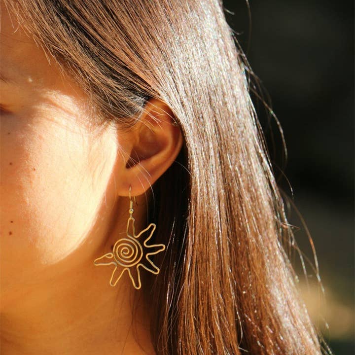 Gold Creative golden sun earrings for wholesale on Faire1