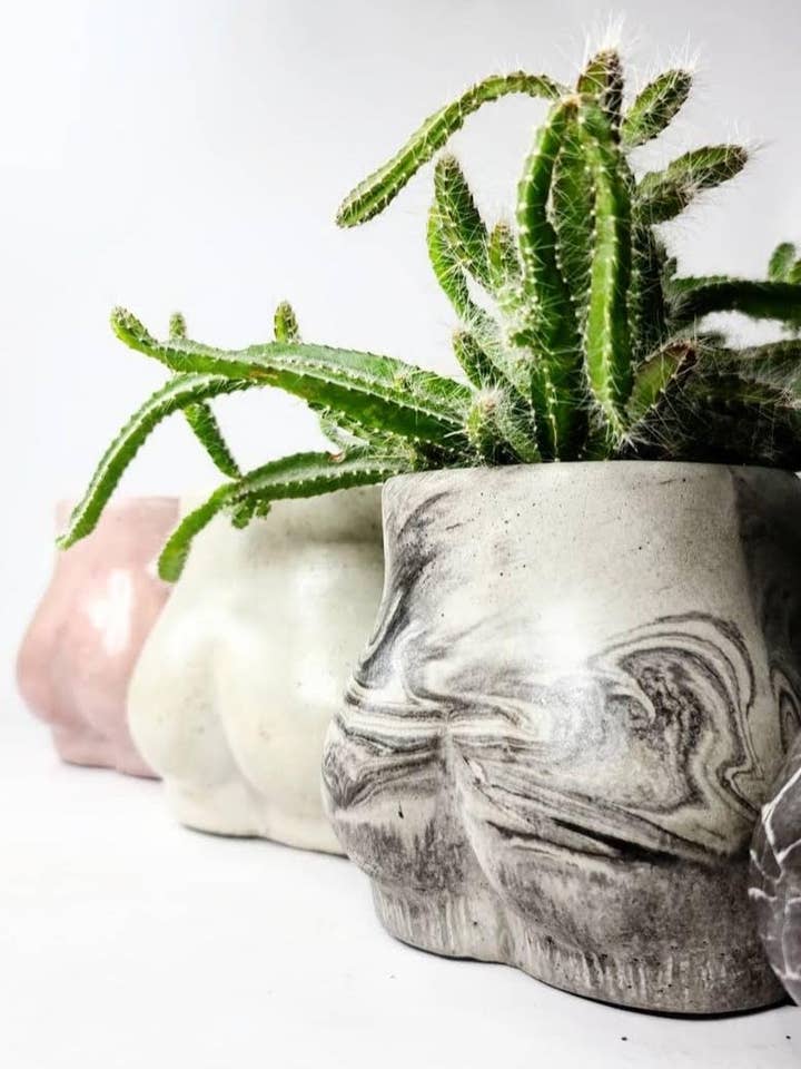 Concrete Lady Booty Pot | Butt Cheek Planter | Drain hole for wholesale by Geoform Designs