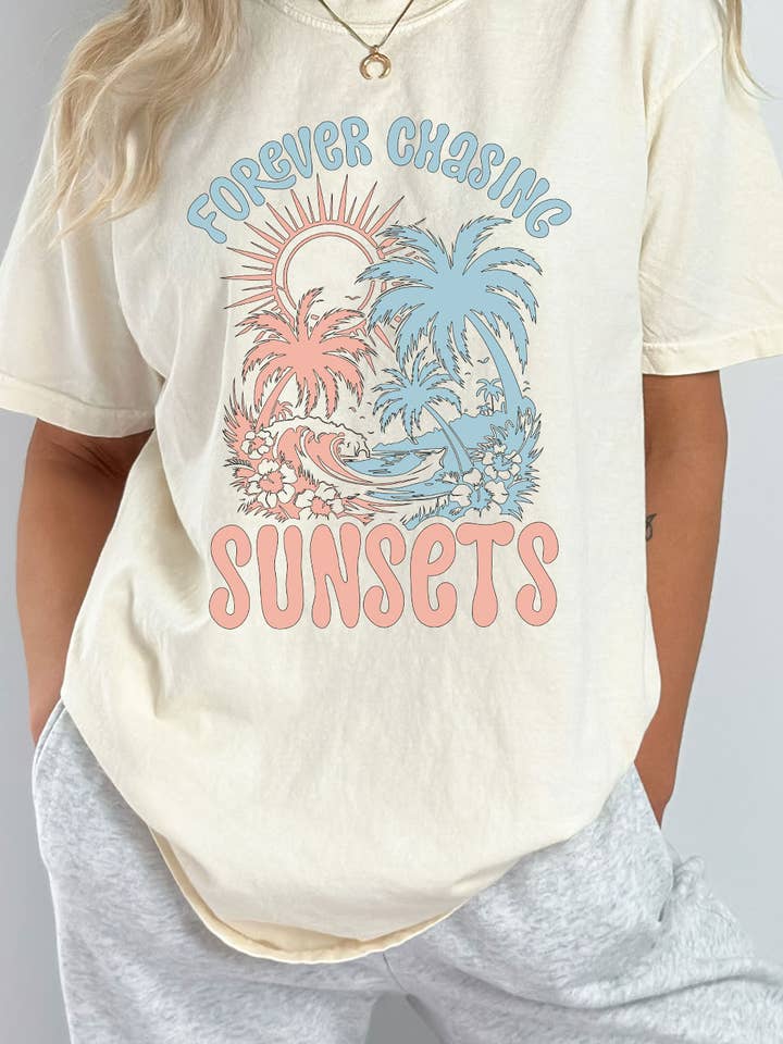 Kissed Apparel - Wholesale Screen Printed T-Shirt - Kids - Forever Chasing Sunsets Beach Comfort Colors Tee2