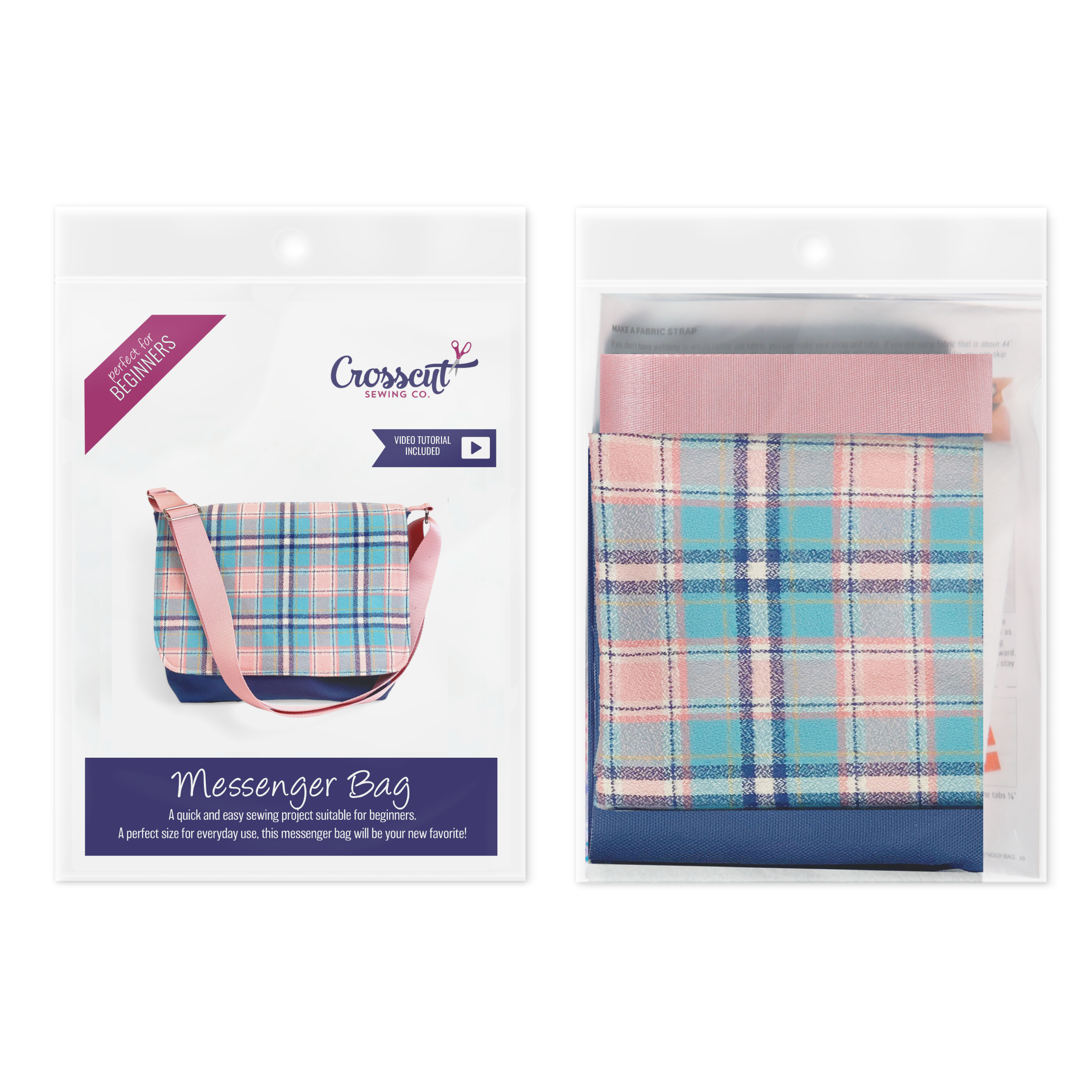 Crosscut Sewing Co. - Wholesale DIY Craft Kit - Messenger Bag Sewing Kit - DIY Beginner Sewing Project Kit Kids and Adults60
