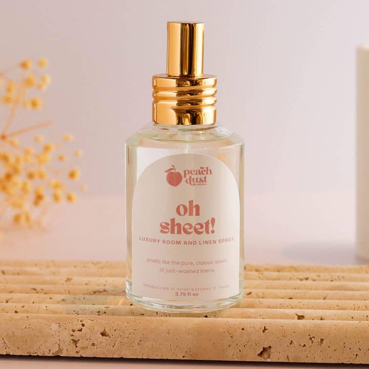 oh sheet! Odor Eliminating Luxury Room and Linen Spray for wholesale by Peach Dust Collective