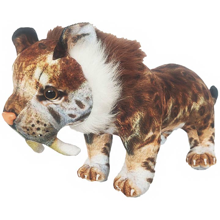 Peluche préhistorique Sabertooth Tiger de 16 pouces pour la vente par Texas Toy Distribution