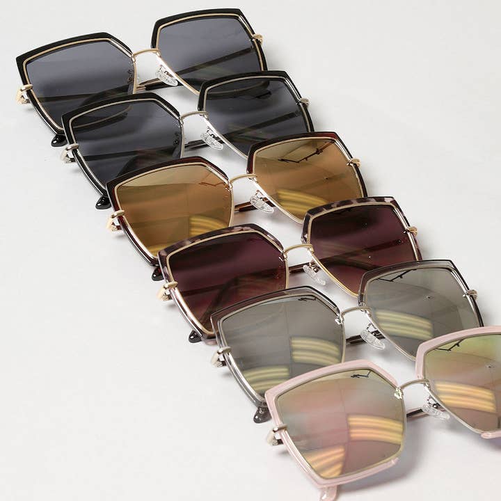 ASSORTED COLOR Women's Oversized Square Mirrored Sunglasses for wholesale on Faire1