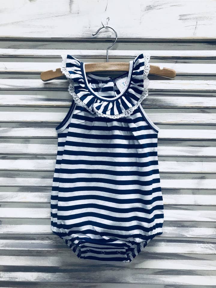 SALE Knit Lace Detailed Bubble - Navy / White for wholesale by Love That Cotton