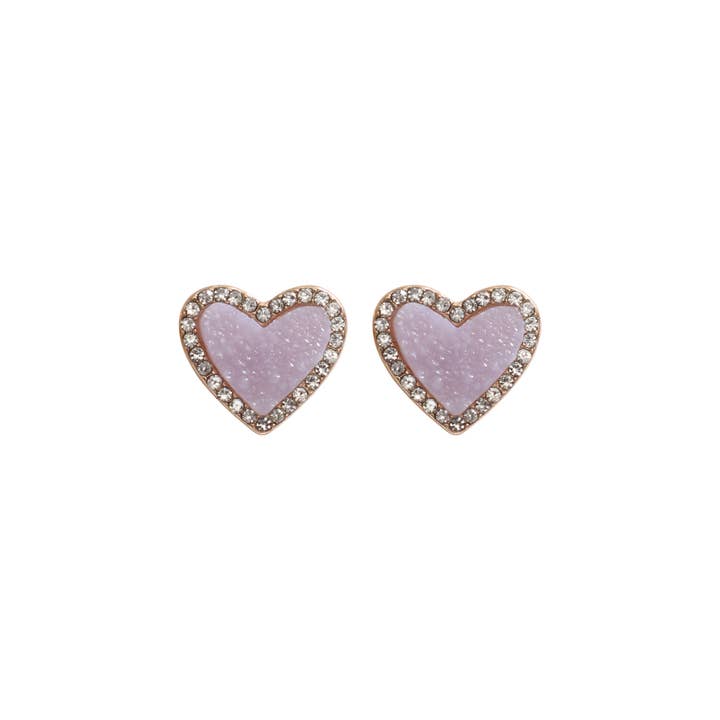 MYS Wholesale Inc - Wholesale Stud/Post Earrings - Valentine Heart Druzy With Rhinestone Post Earrings16