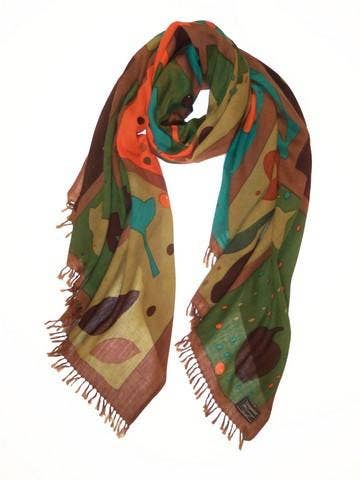 Cashmere Wrappings - Wholesale Scarf - Women's - Matisse Leaf Study Wool0