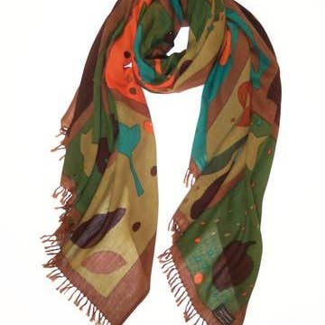 Cashmere Wrappings - Wholesale Scarf - Women's - Matisse Leaf Study Wool
