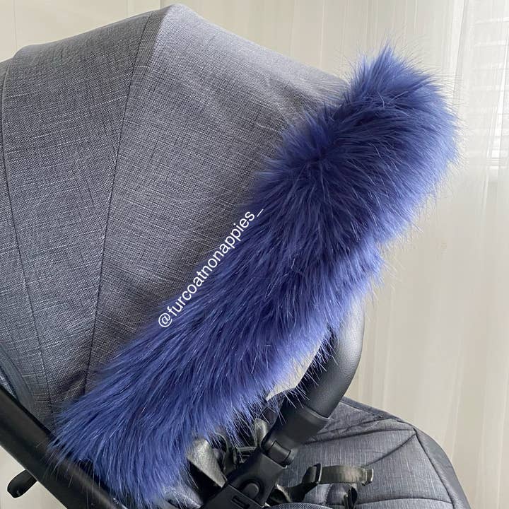 Universal Navy Blue Faux Fur Pram Hood Trim for wholesale by Fur coat no nappies U.K. ltd