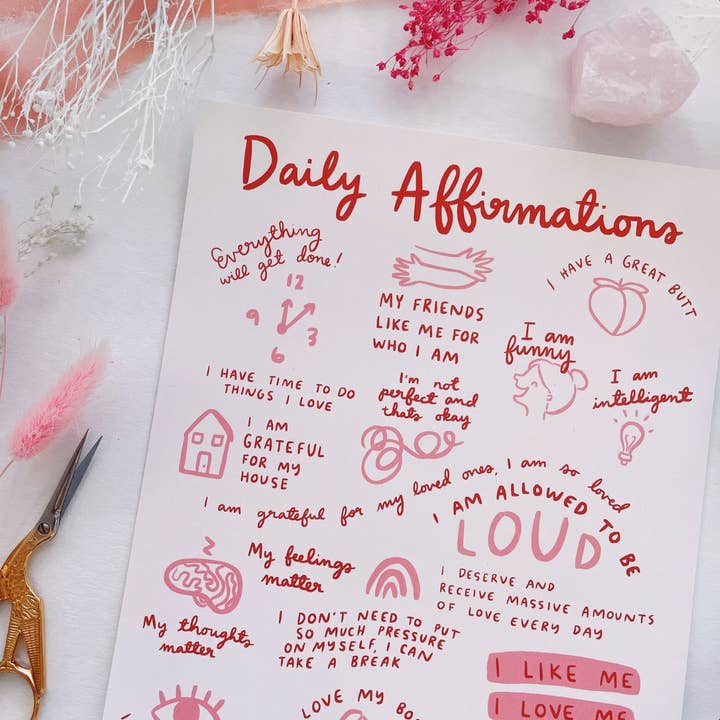 Abbie Ren Illustration - Vente Affiche d'art - Impression artistique Daily Affirmations 8 x 104